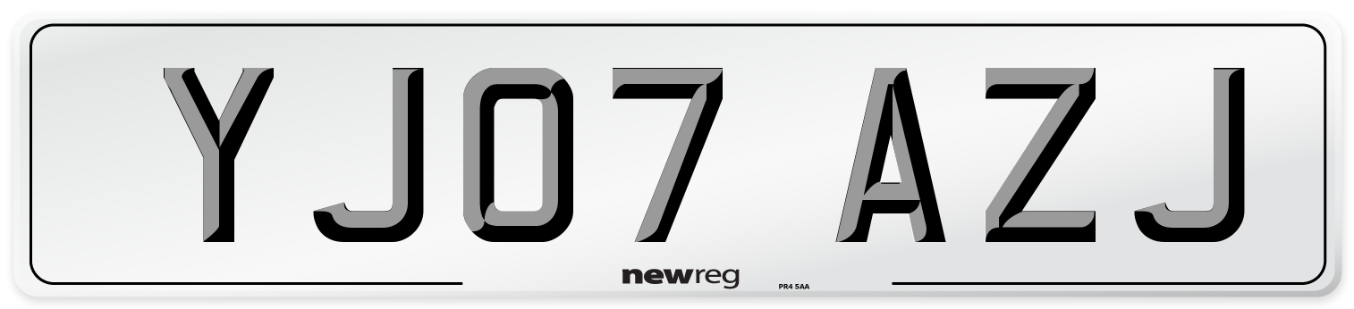 YJ07 AZJ Number Plate from New Reg